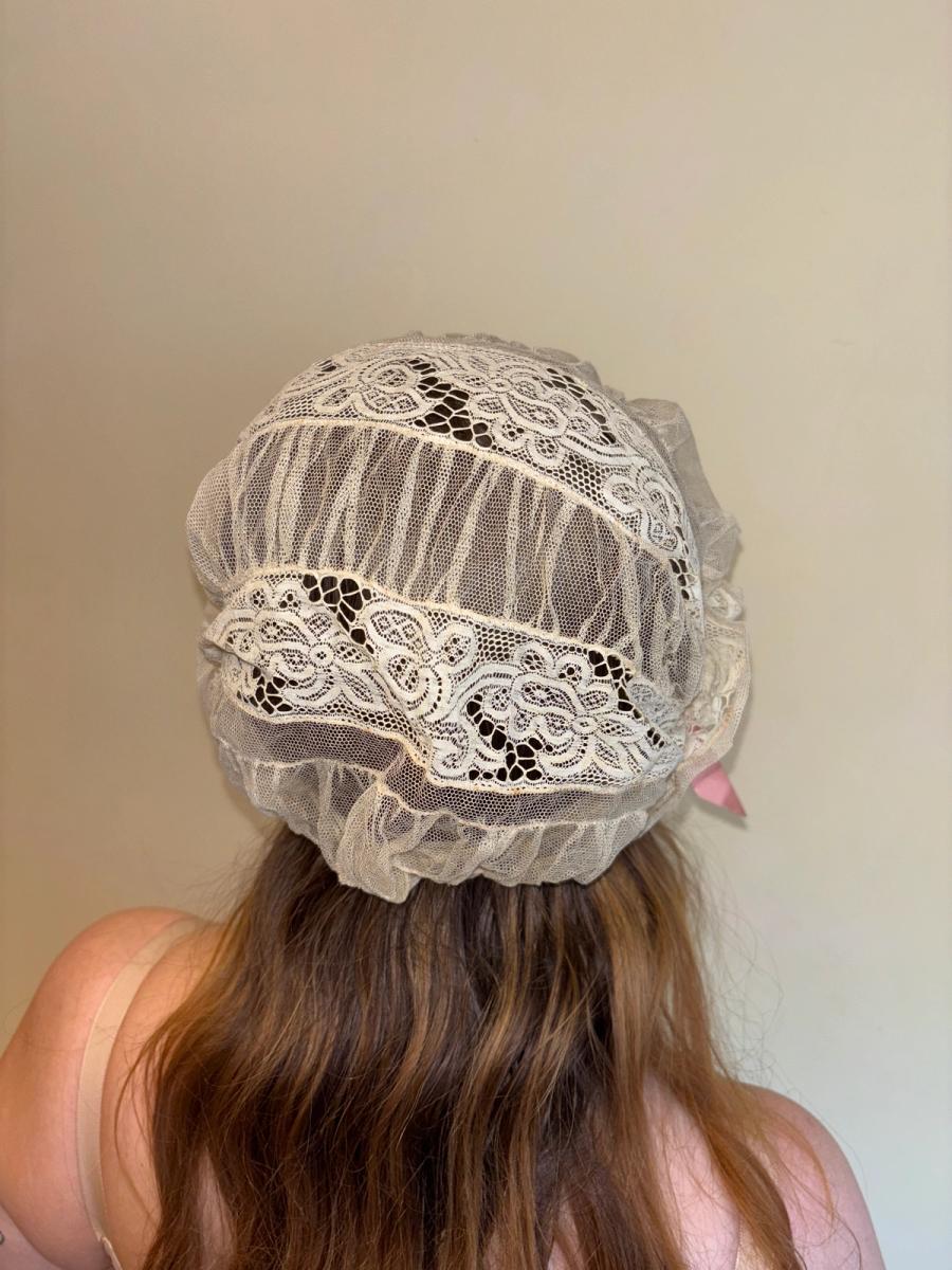 1920s Bonnet with Pink Ribbons product image
