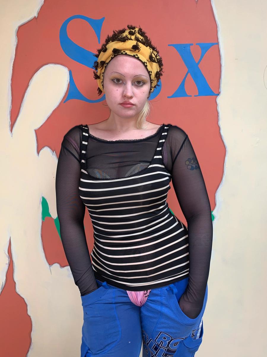 90s Chantal Thomass Striped Tank with Mesh Underlay product image