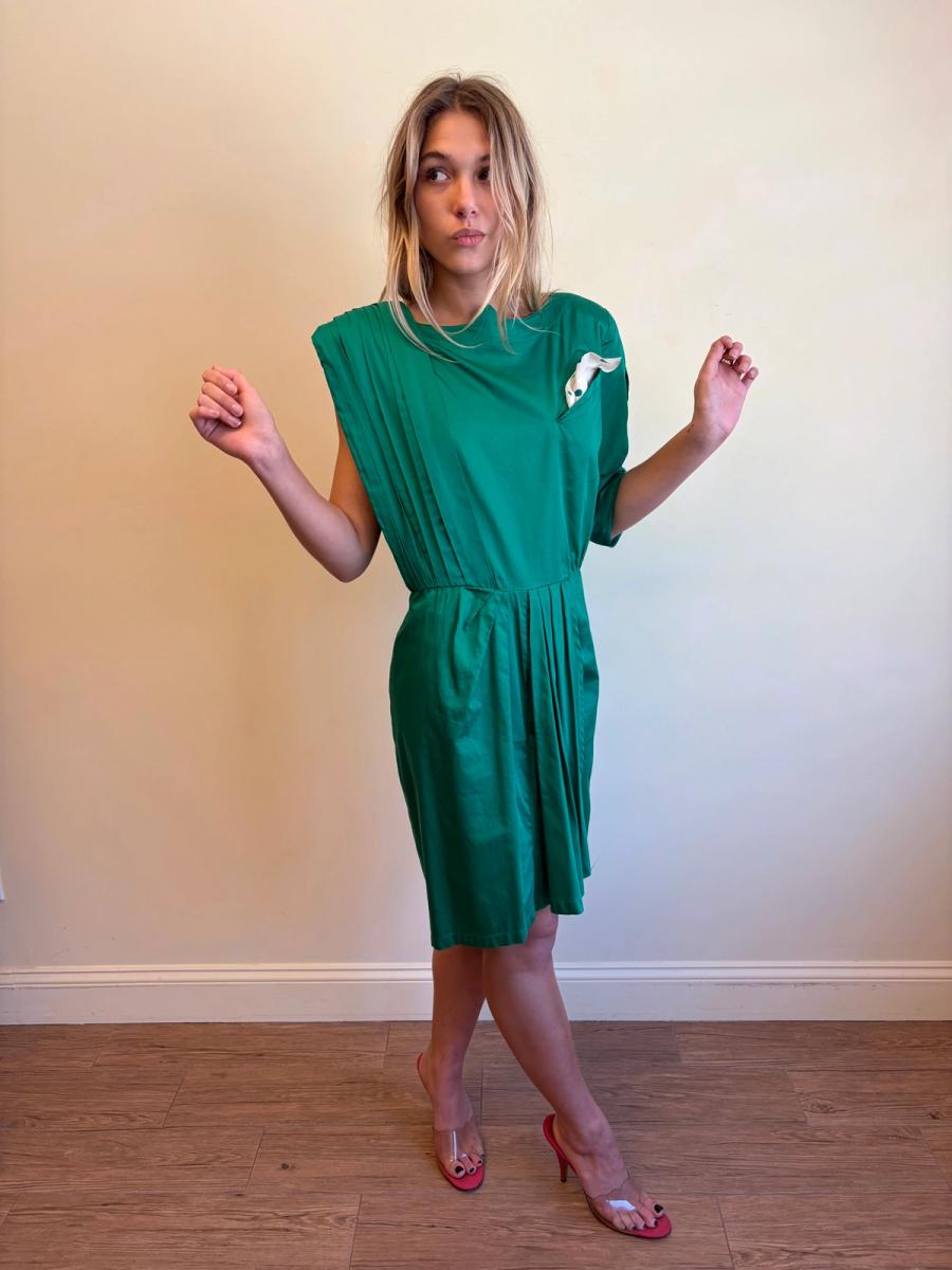 1980s Thierry Mugler Emerald Asymmetrical Dress  product image