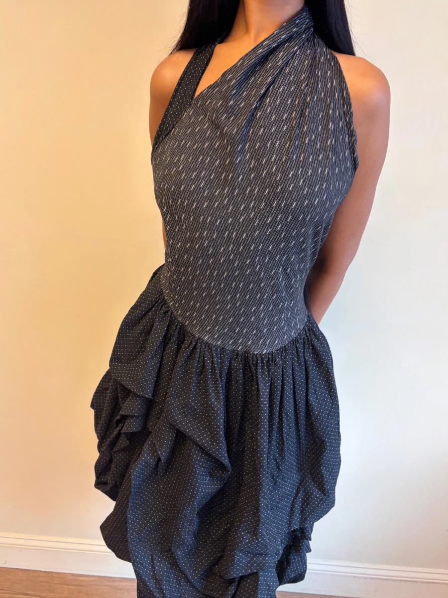 80s Popy Moreni Asymmetrical Ruched Dress product image