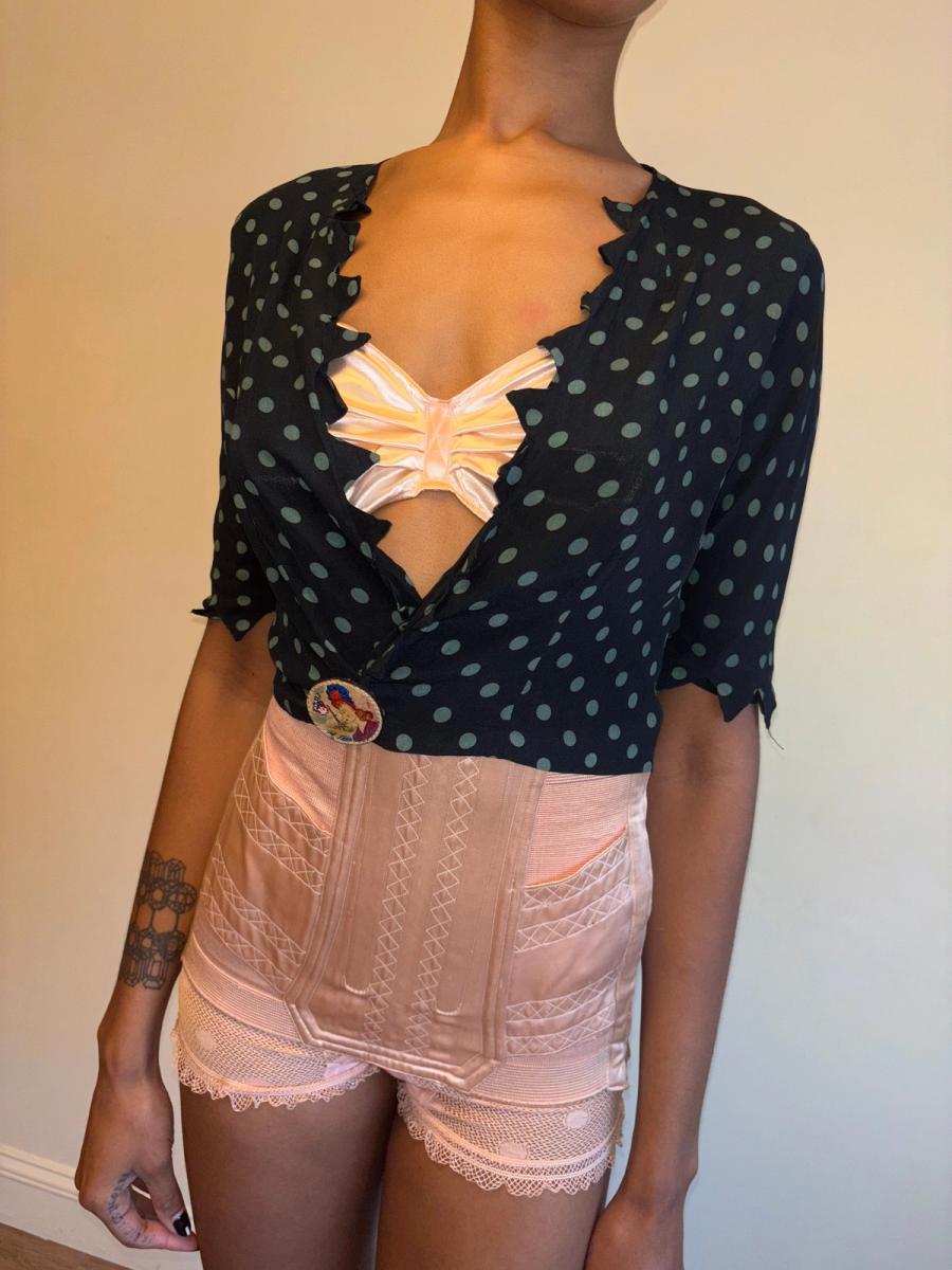 30s Polka Dot Top with Jagged Hem product image