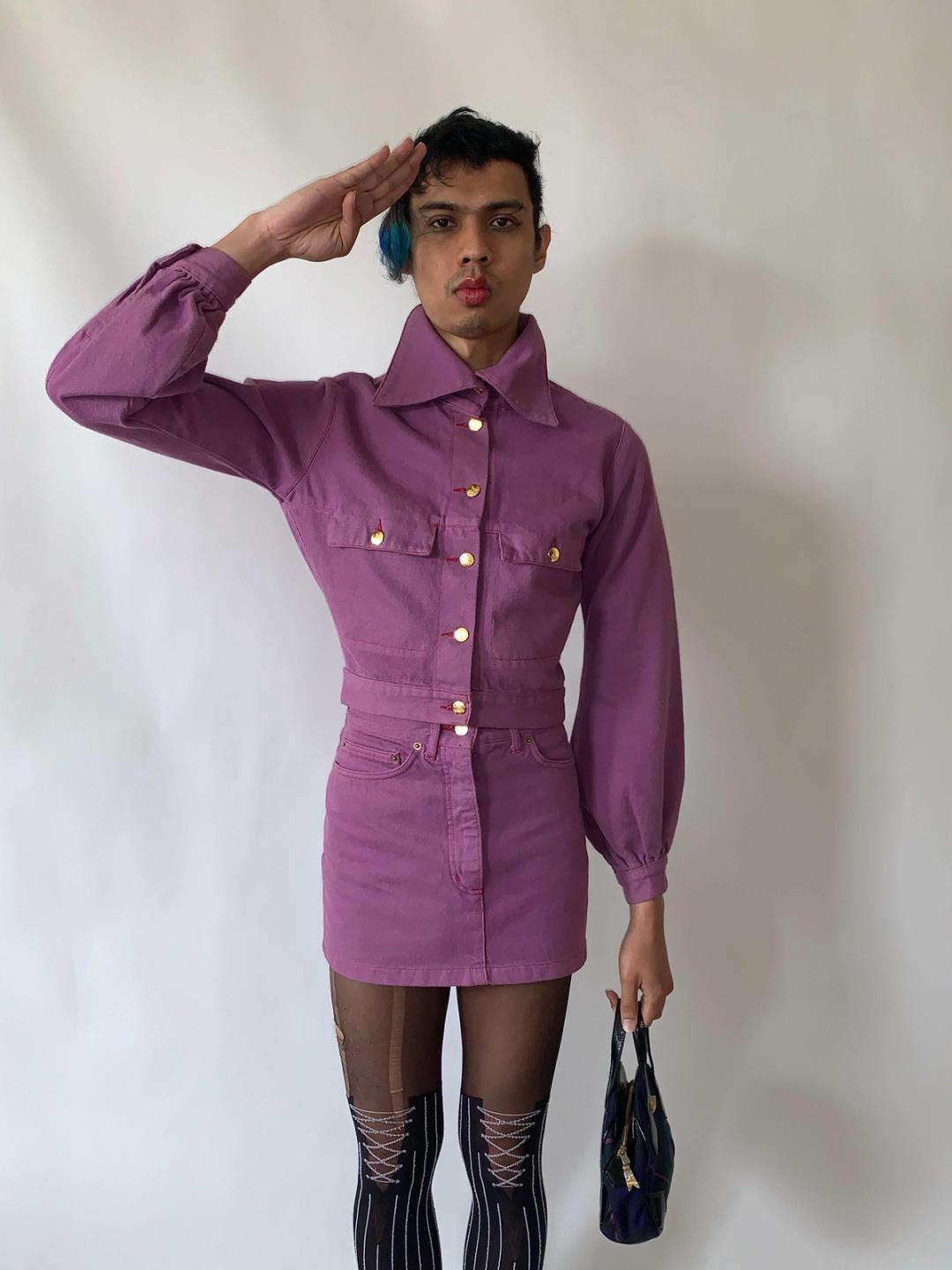 90s Vivienne Westwood Fuschia Denim Set 90s Vivienne Westwood Fuschia Denim Set
