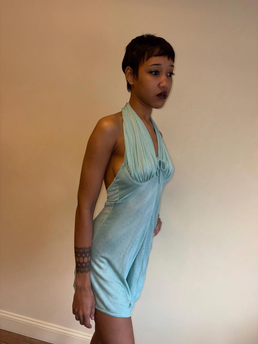 Vintage Chantal Thomass Aqua Halter Romper product image