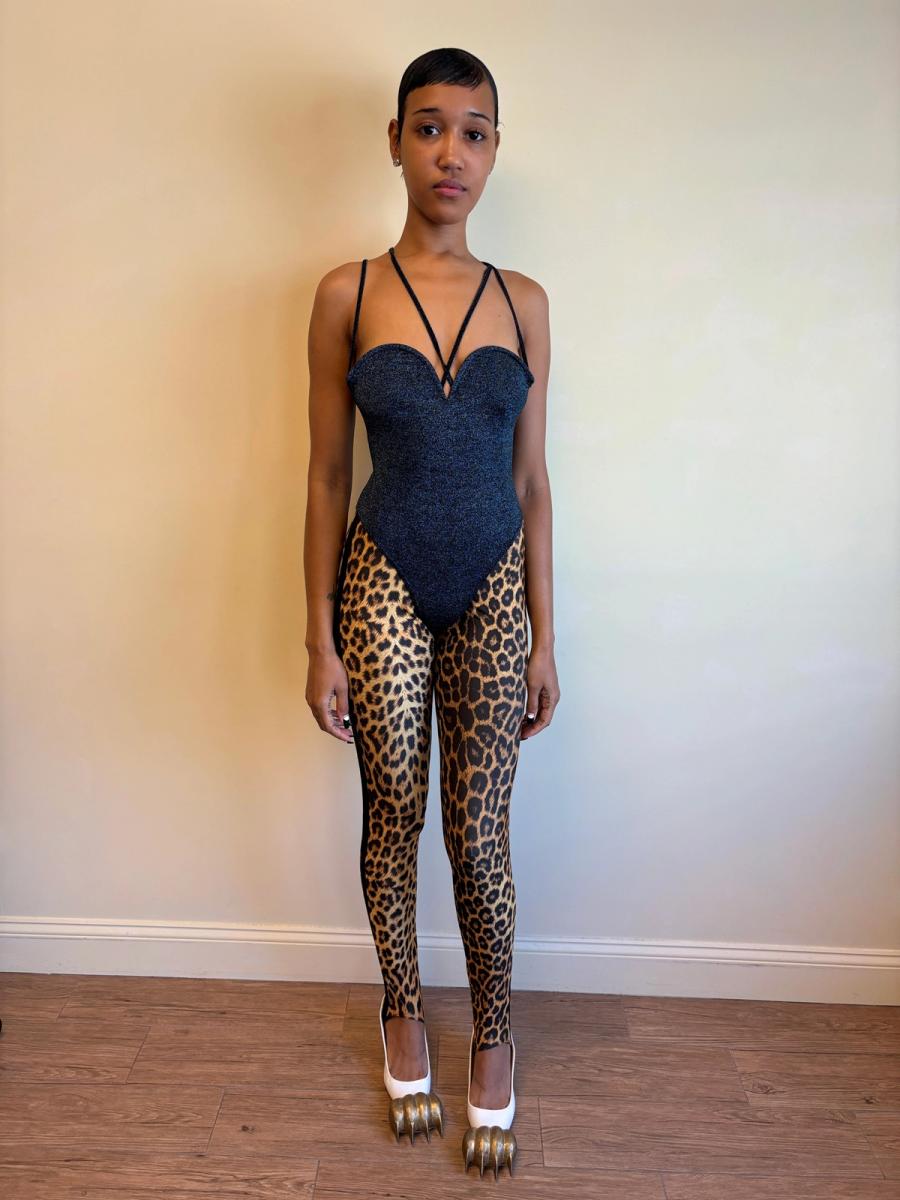 80s Nikos Apostolopoulos Blue Sparkly Underwire Leotard product image