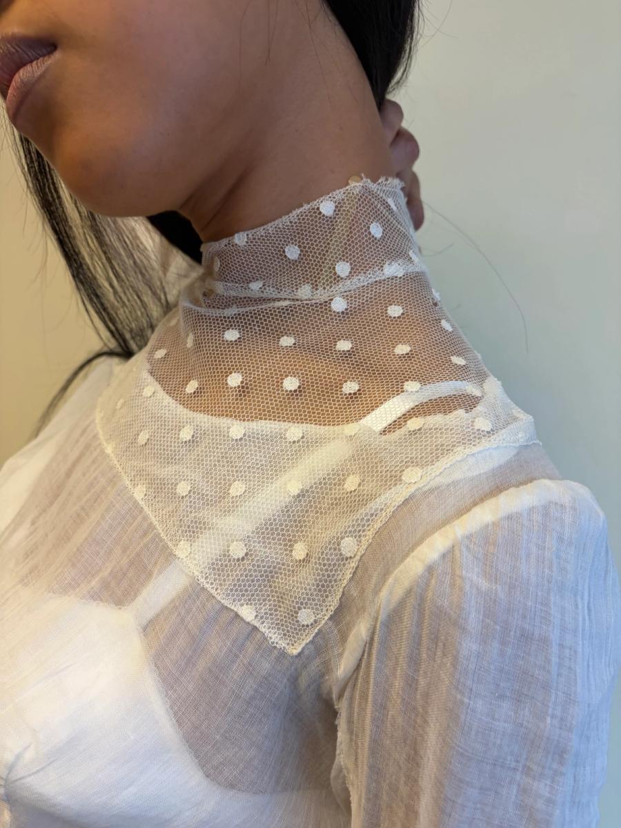 Edwardian White Lace Dot Blouse product image