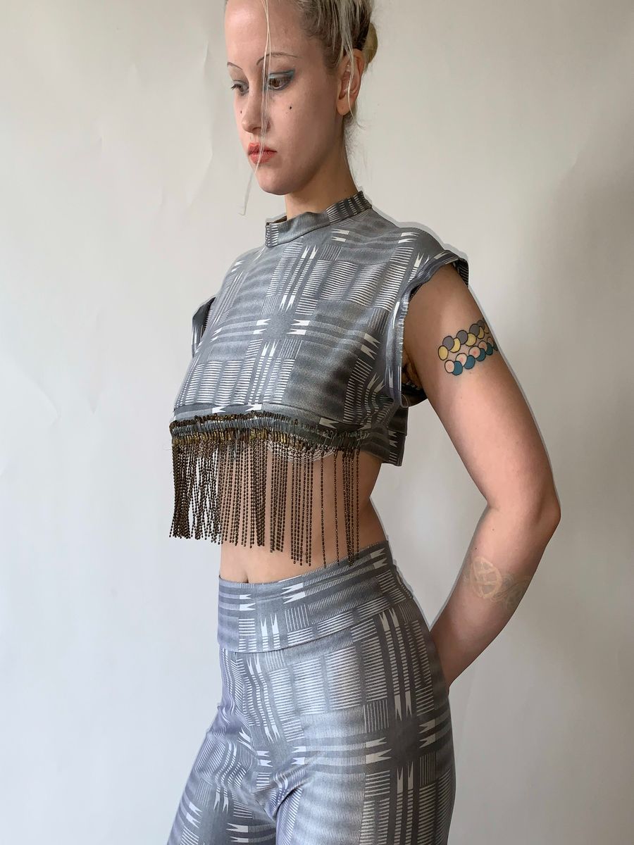 1980s BodyMap Safety Pin Spandex Set product image