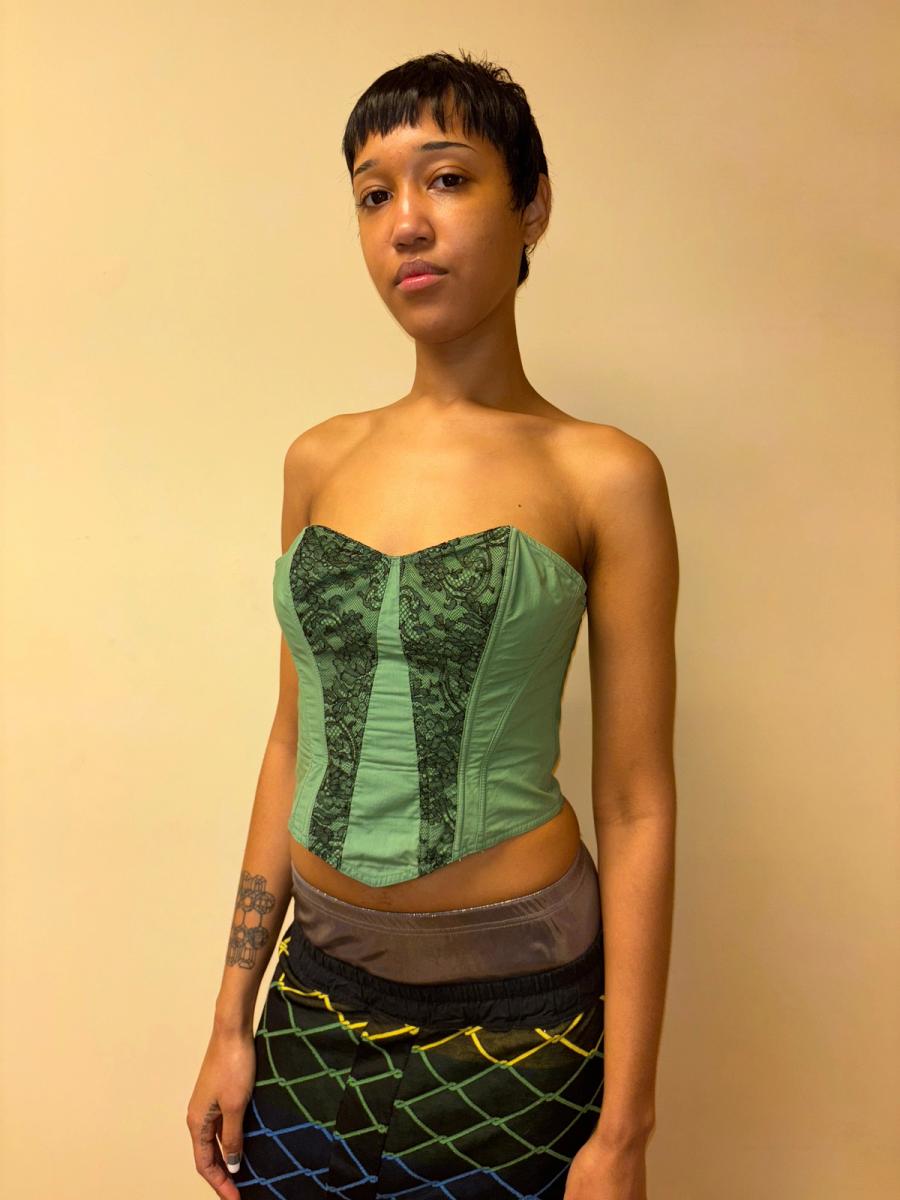 Vintage Chantal Thomass Green Lace Bustier product image