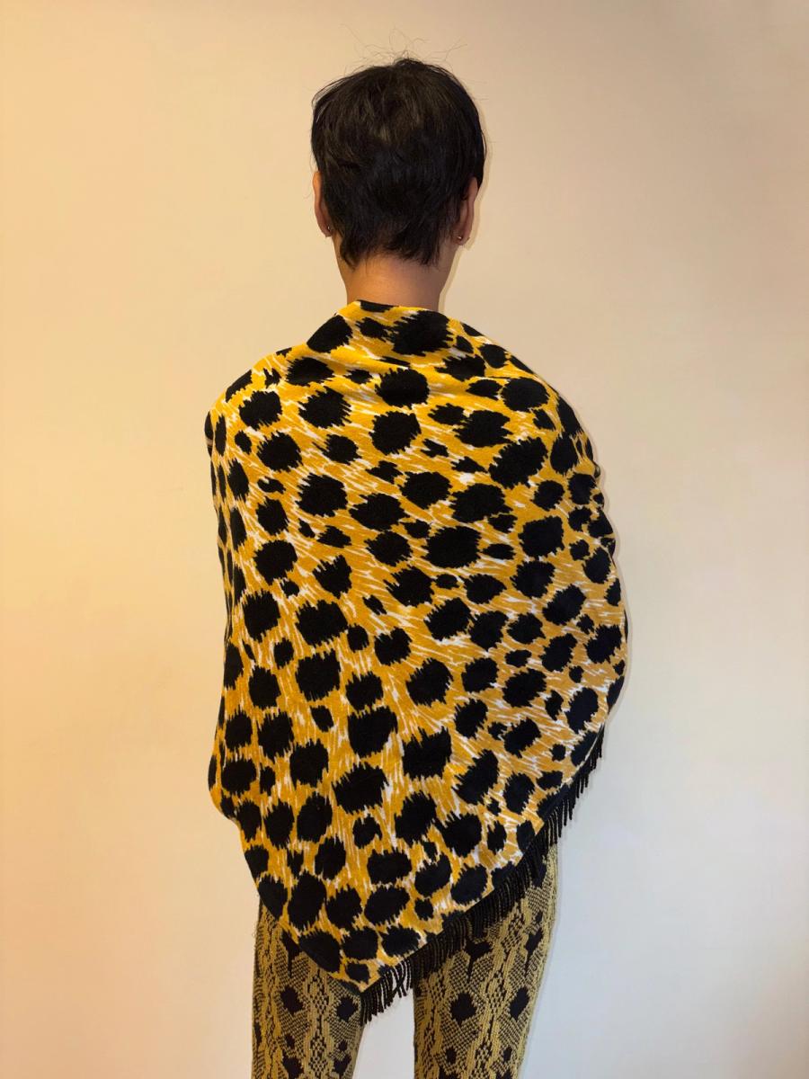 80s Yvan & Marzia Terrycloth Leopard Print Scarf  product image