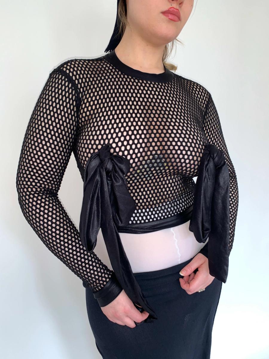 1980s Pam Hogg Boob Tie Fishnet Top  product image