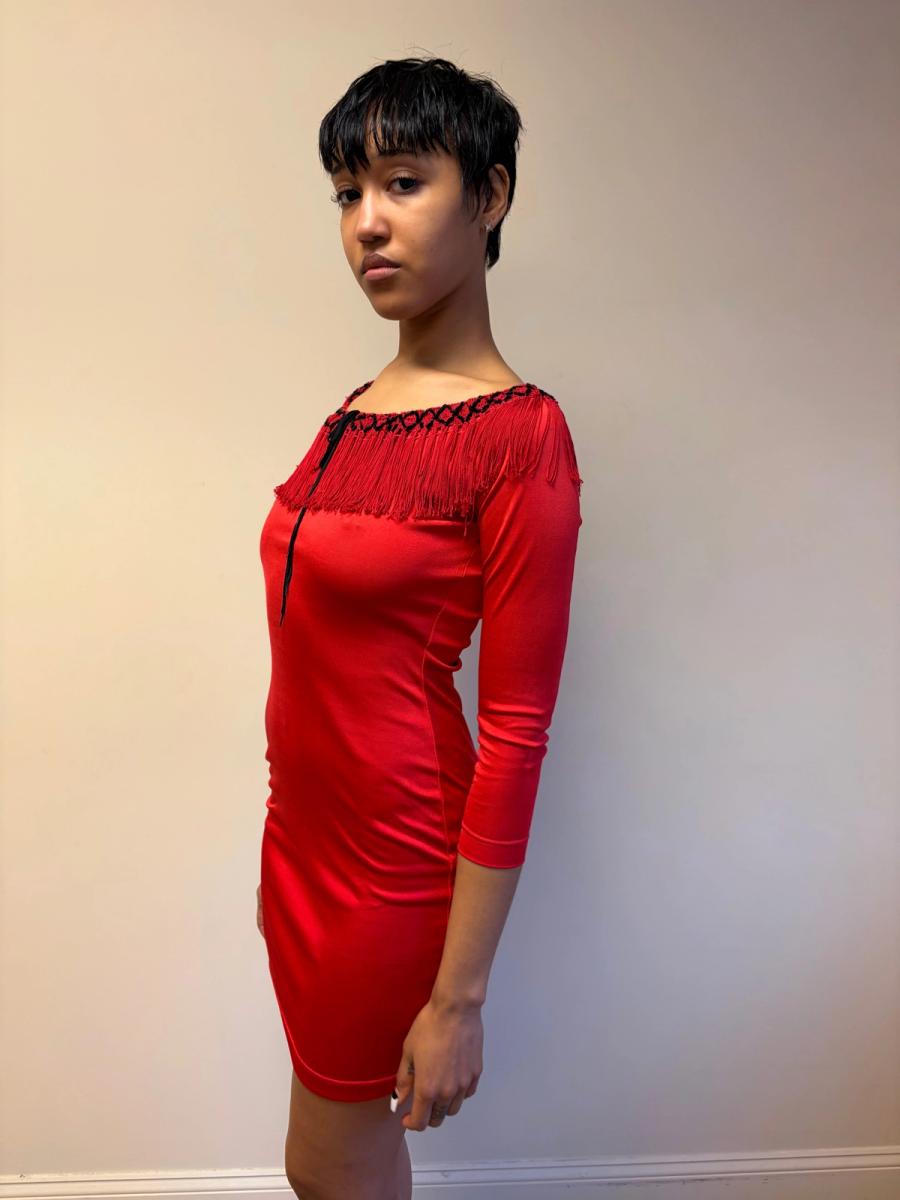 90s Chantal Thomass Red Fringe Dress product image