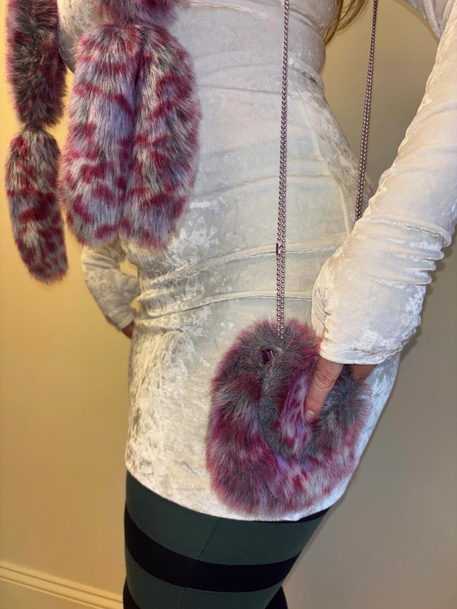 MILK Pink Faux Fur Scarf and Matching Purse product image
