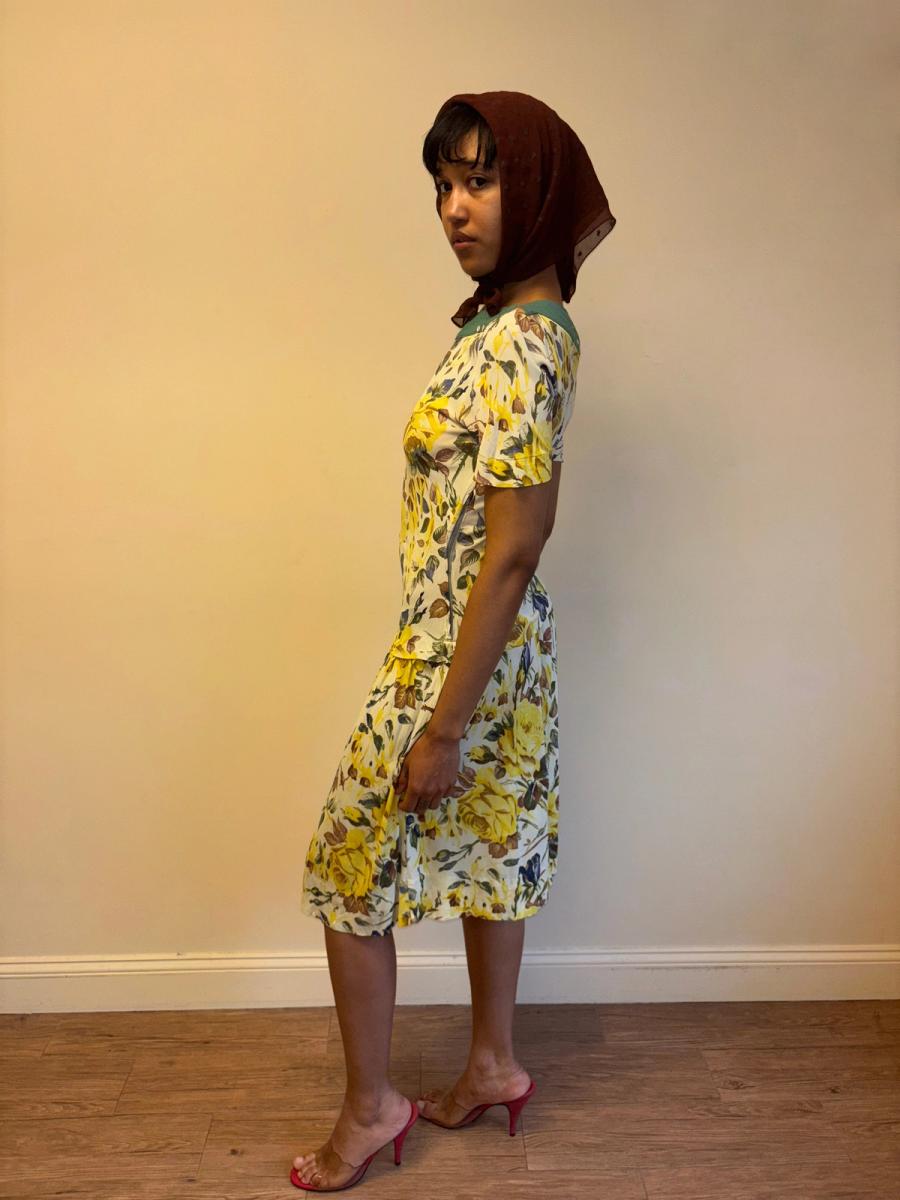 1940s Floral Print Drop Waist Dress product image
