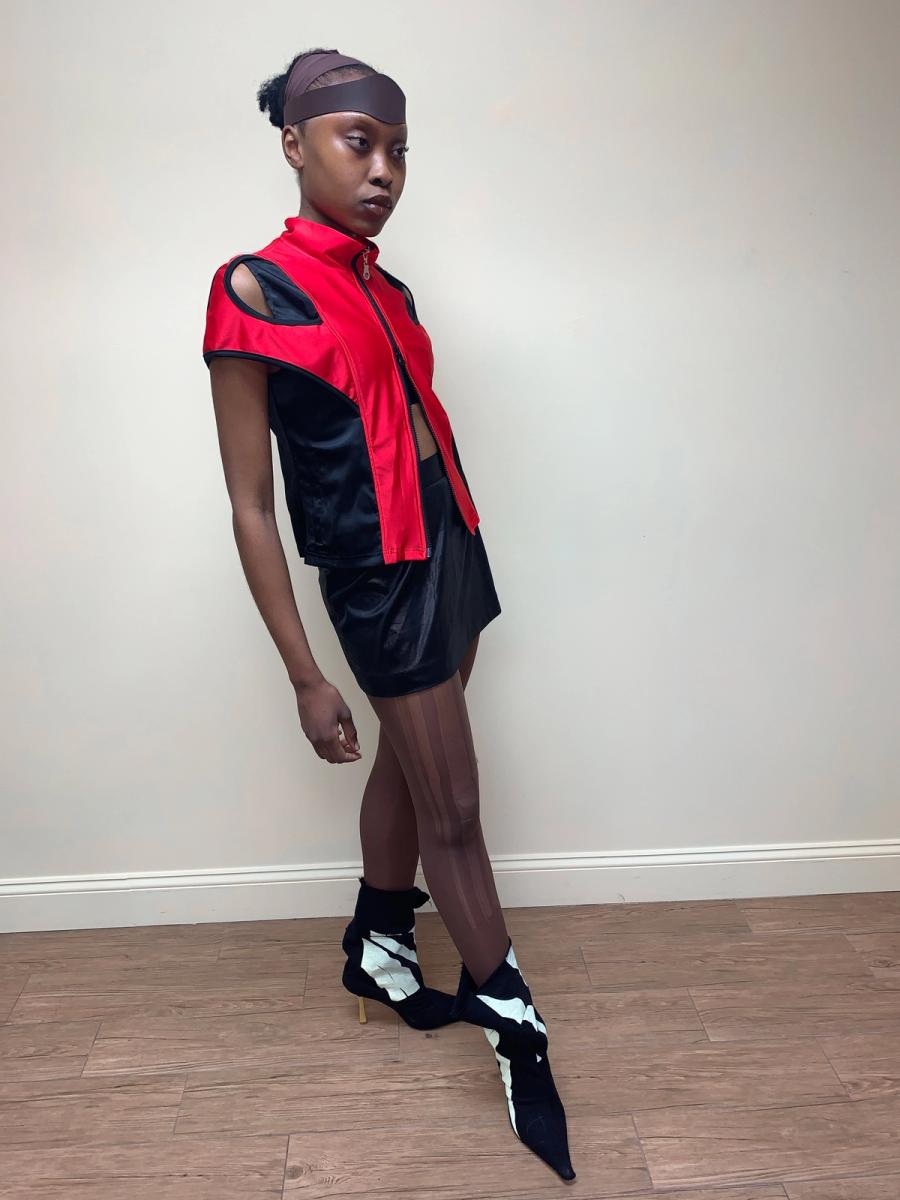 90s Fötus Red and Black Cutout Top product image