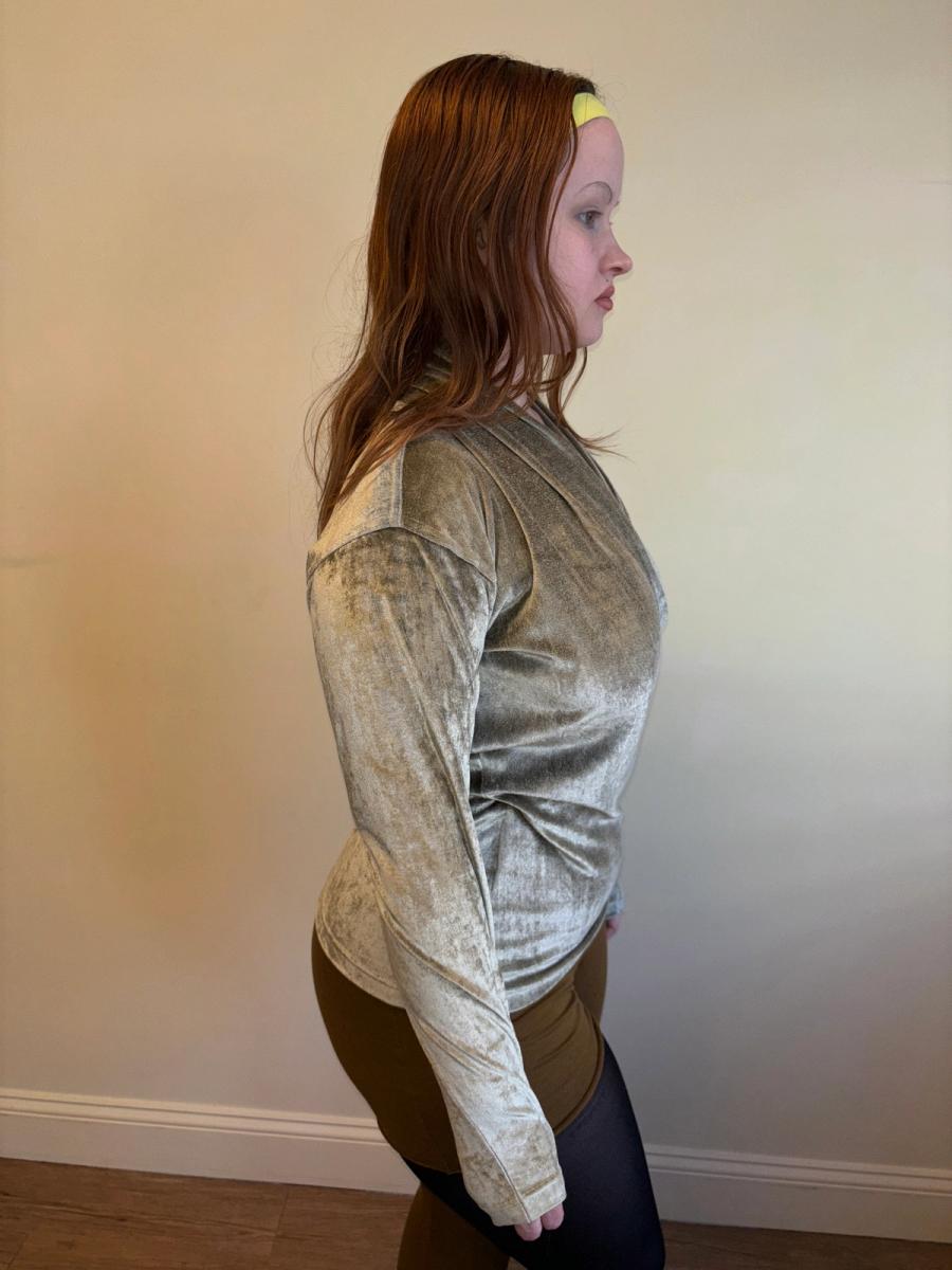 Late 80s Kenzo Sage Velvet Wrap Top  product image