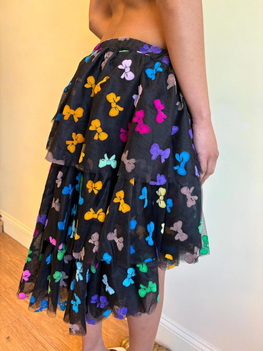 80s Yvan & Marzia Flocked Bow Skirt product image