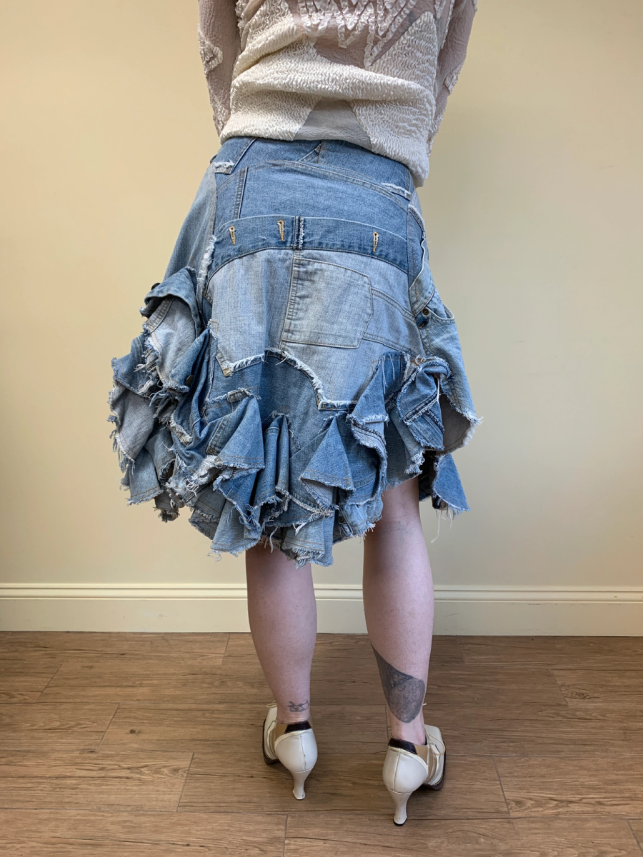 Nozomi Ishiguro Patchwork Denim Ruffle Skirt product image