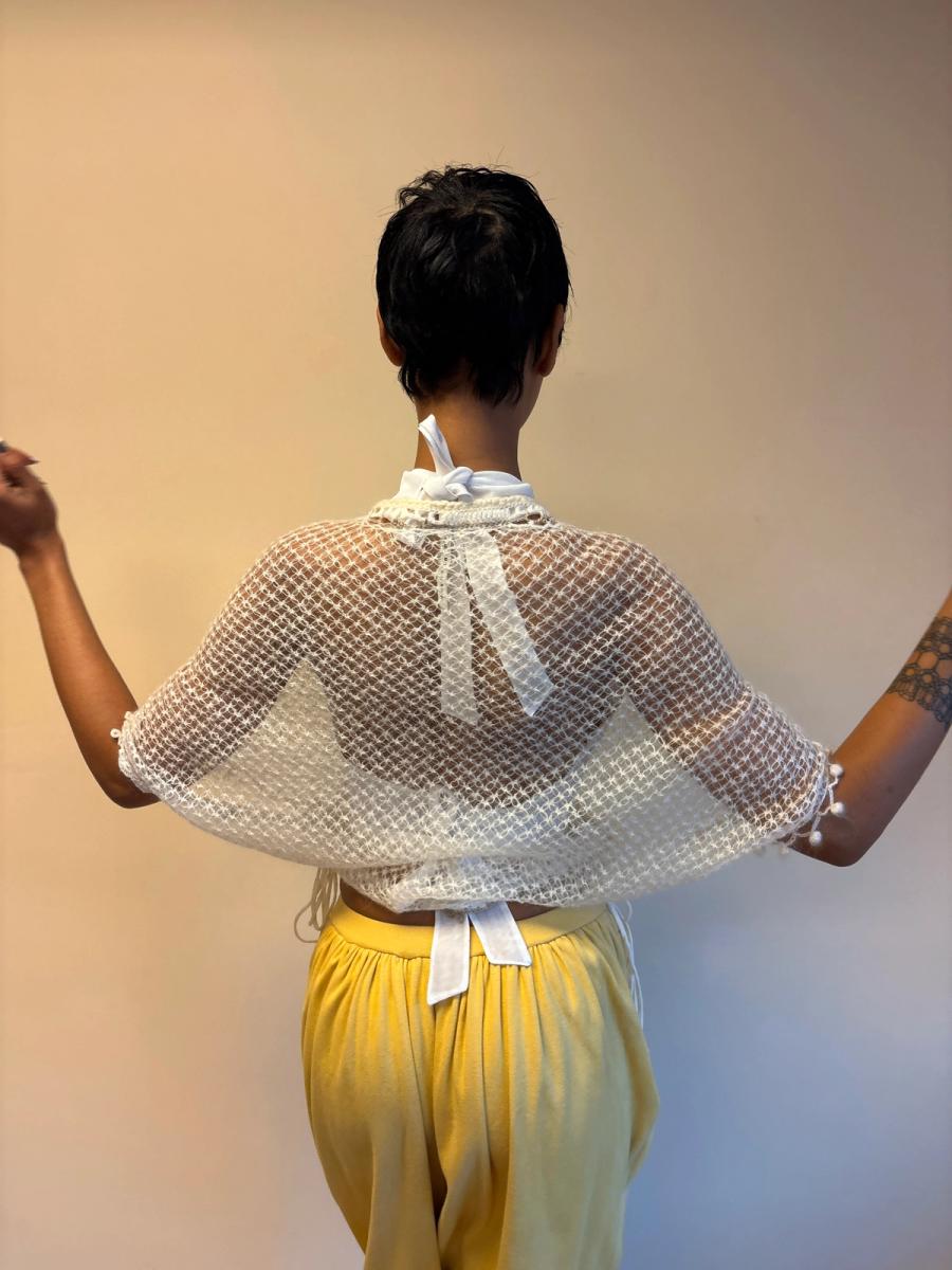 Sunao Kuwahara Lace Mohair Crocheted Wrap Shawl  product image