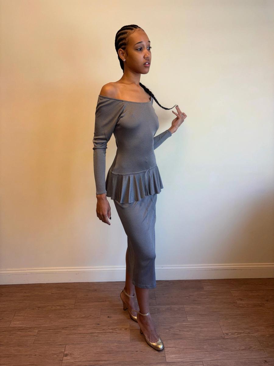 Vintage Chantal Thomass Pewter Drop Waist Ruffle Dress  product image
