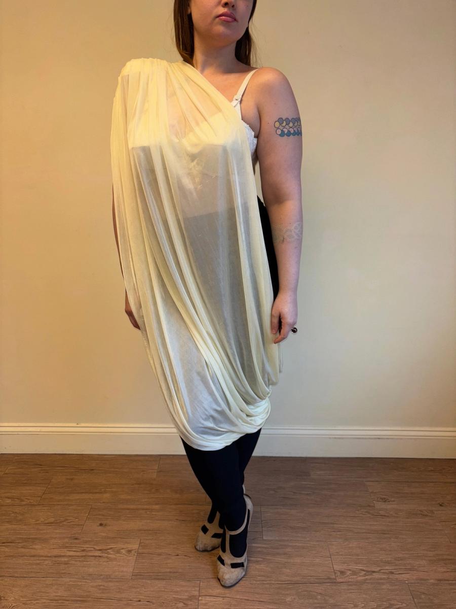 80s Norma Kamali Draped One Shoulder Dress product image