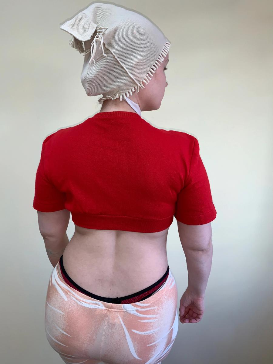 80s Norma Kamali Red Cropped Sweatshirt product image