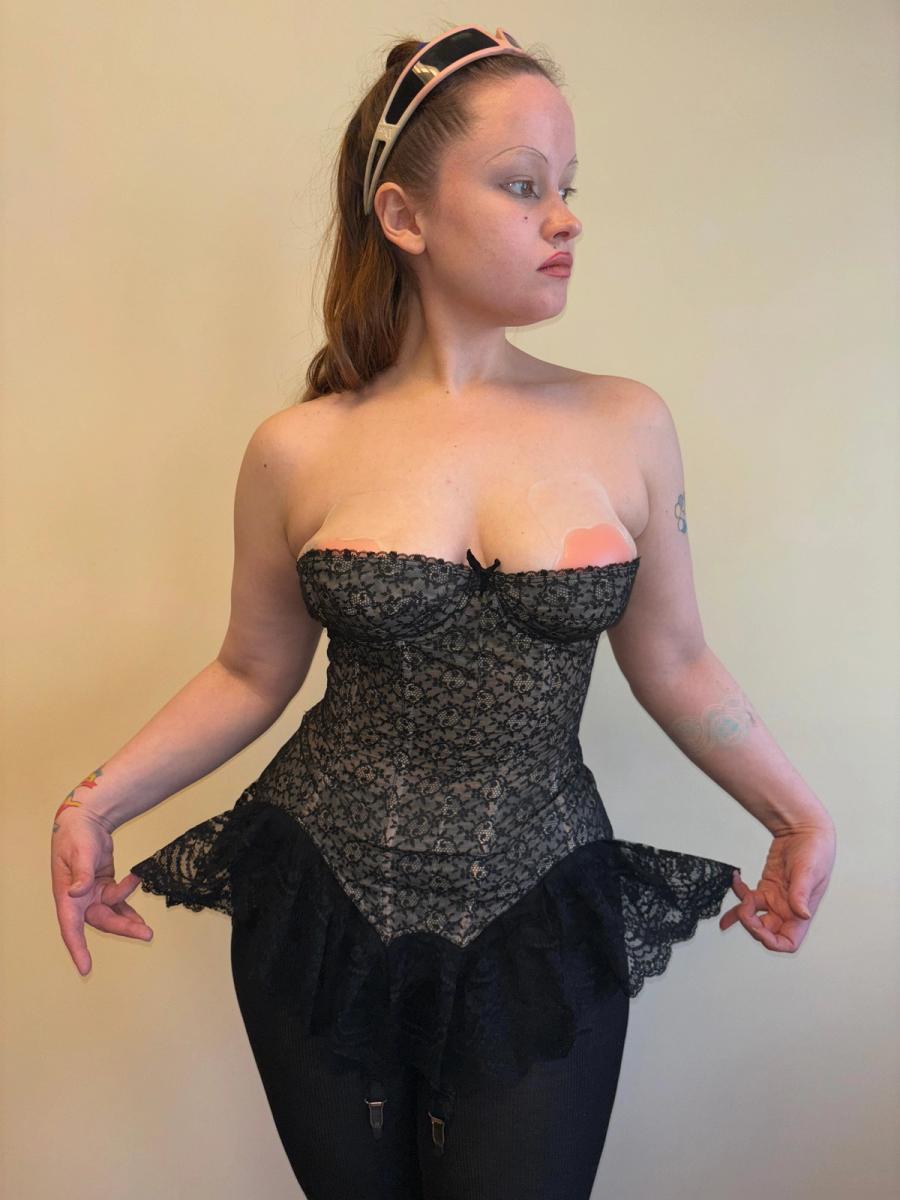 French 50s Simone Perelle Black Lace Bustier product image