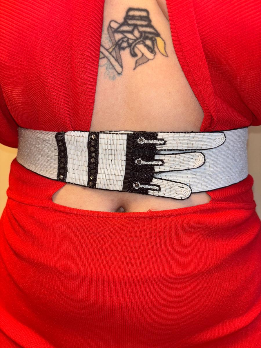 1920s Art Deco Tromp L'oeil Bugle Beaded Belt  product image