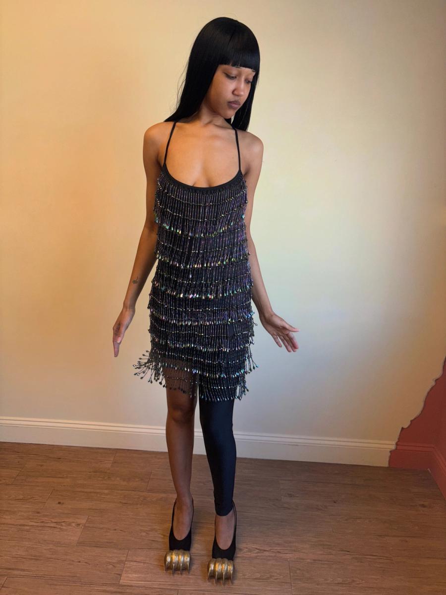 1980s Helen Storey Beaded Tassel Dress product image