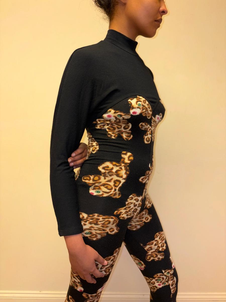 80s Yvan & Marzia Stuffed Leopard Print Bodysuit product image