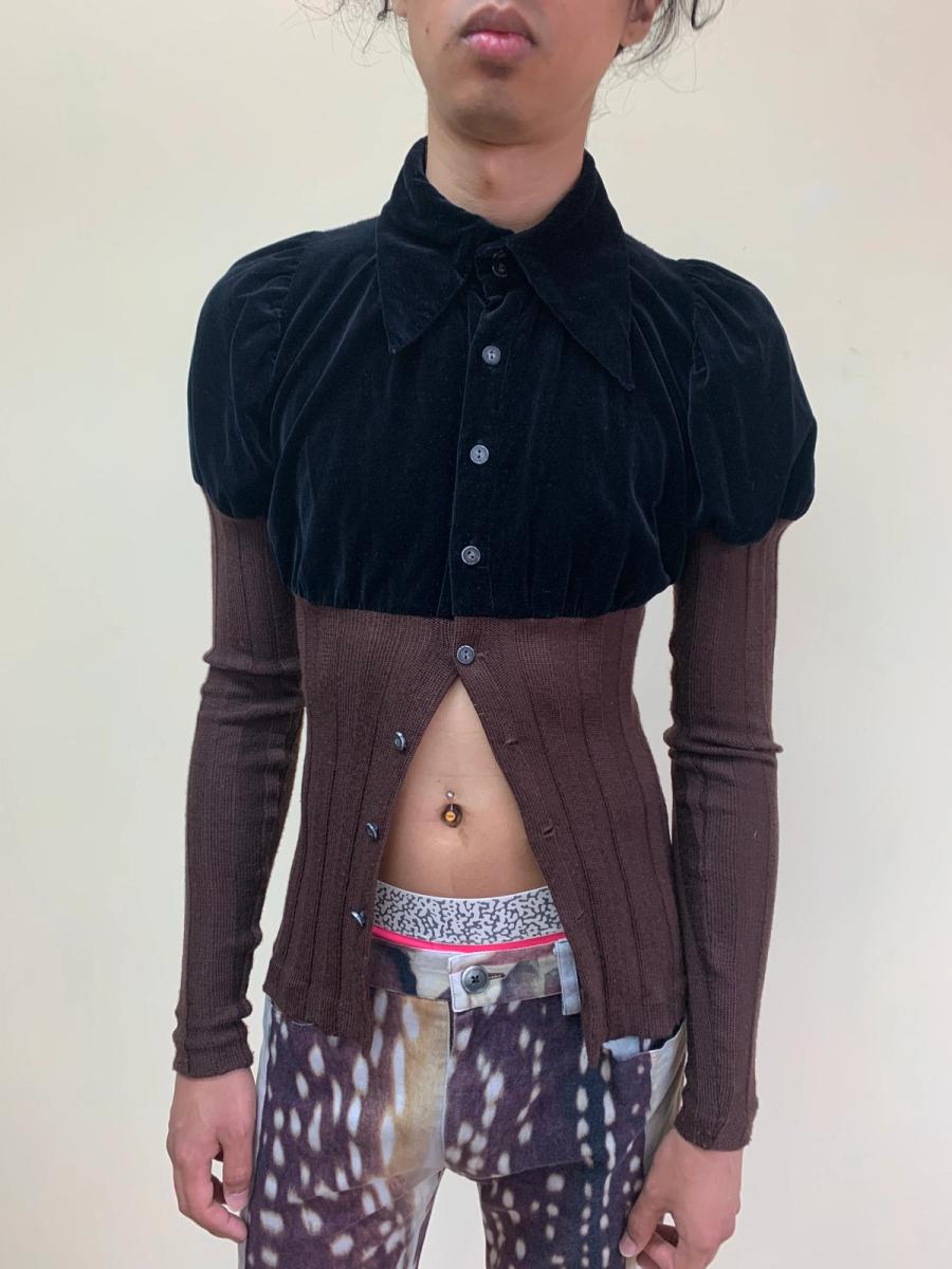 90s Condire 20471120 Velvet Dramatic Shoulder Top product image