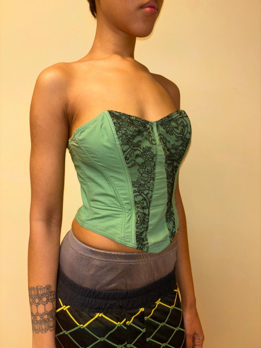 Vintage Chantal Thomass Green Lace Bustier product image