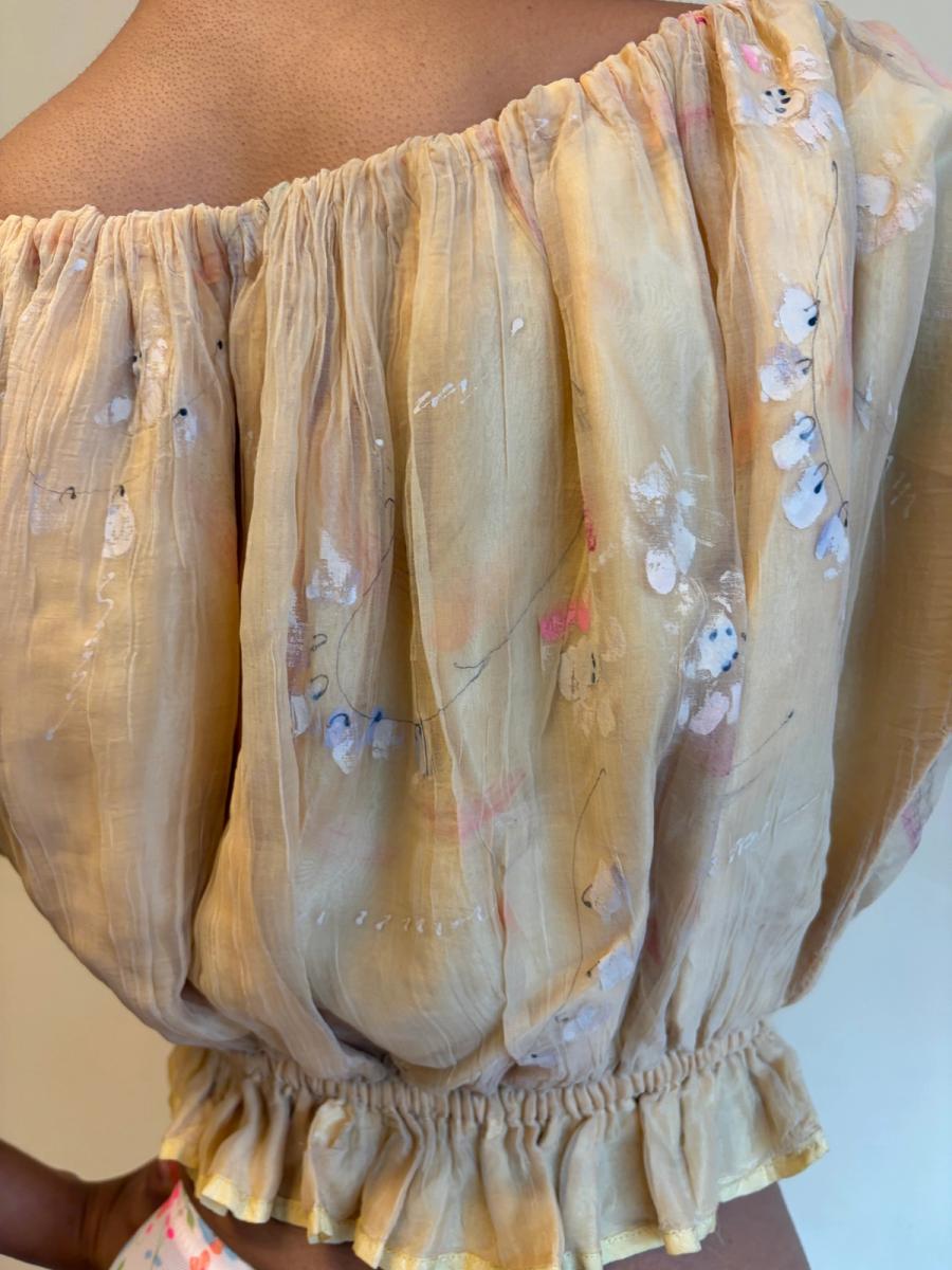 Vintage French Handpainted Silk Top product image