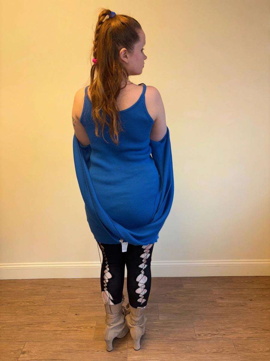 80s Angelo Tarlazzi Blue Dress with Shrug product image