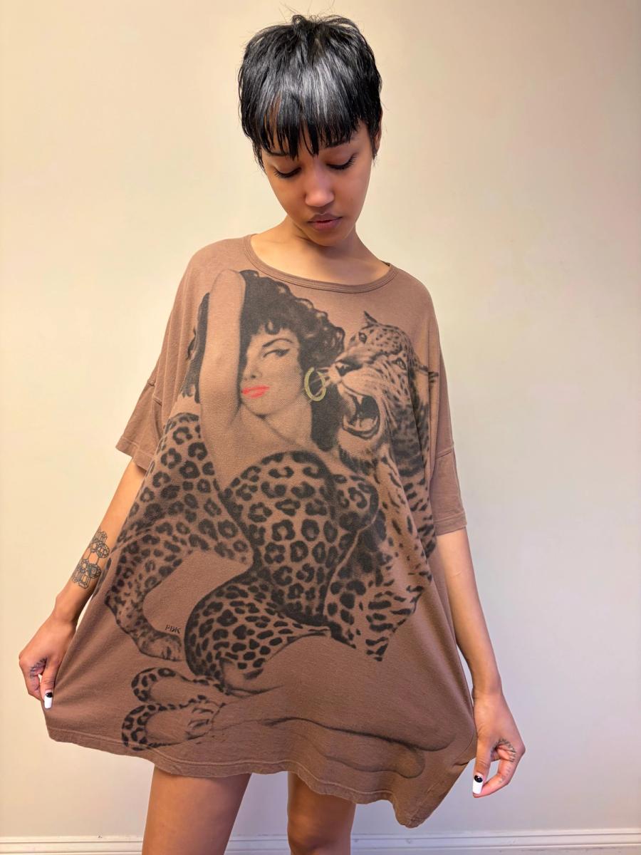 80s Krizia Big Cat and Pin-up Girl Tunic product image