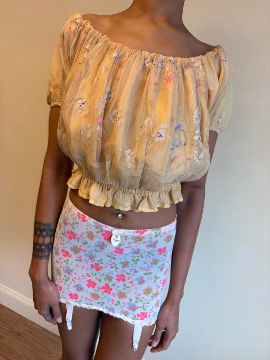 Vintage French Handpainted Silk Top product image
