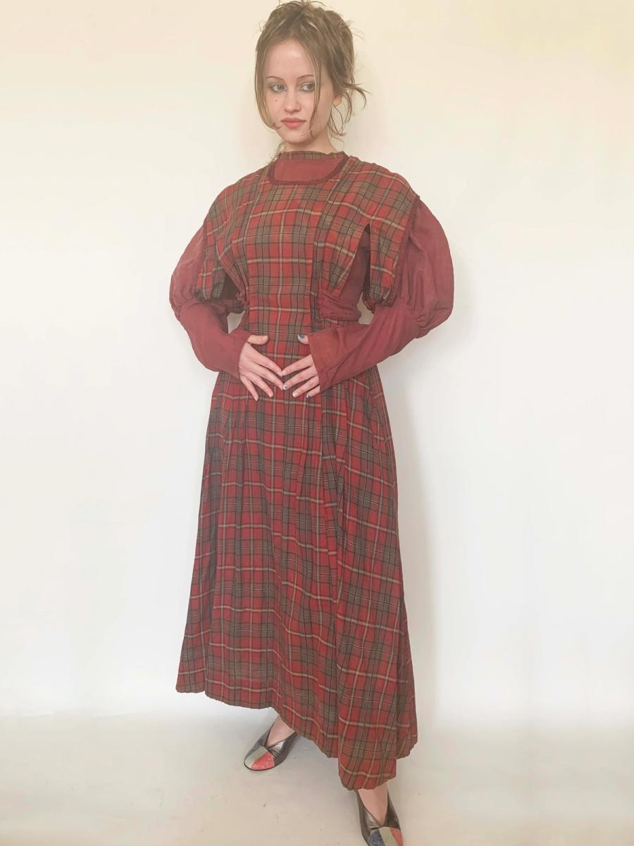 1890-1900 Antique Mutton Sleeve Pinafore Workdress product image