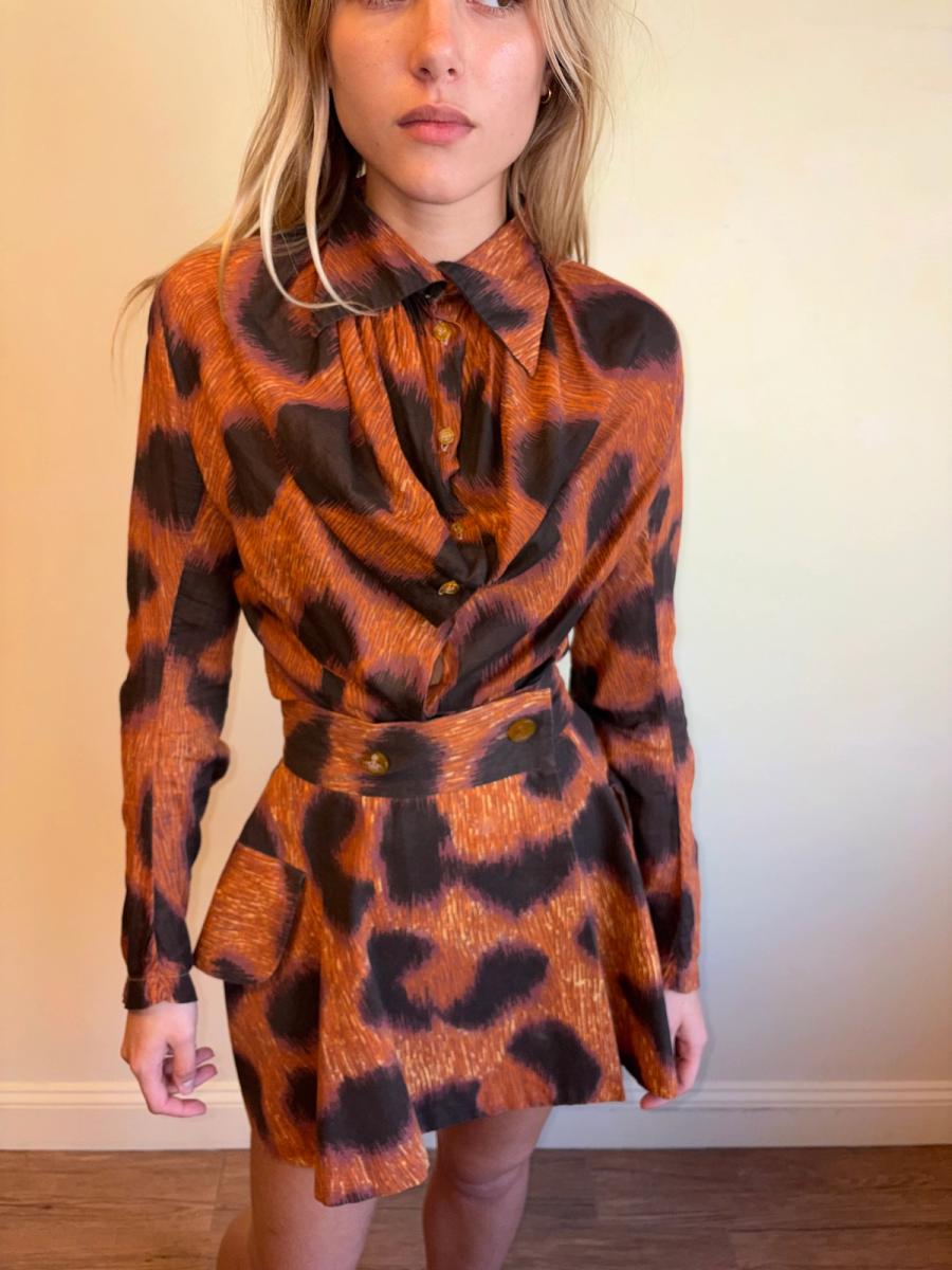 1994 Vivienne Westwood Café Society Voile Leopard Button Up product image