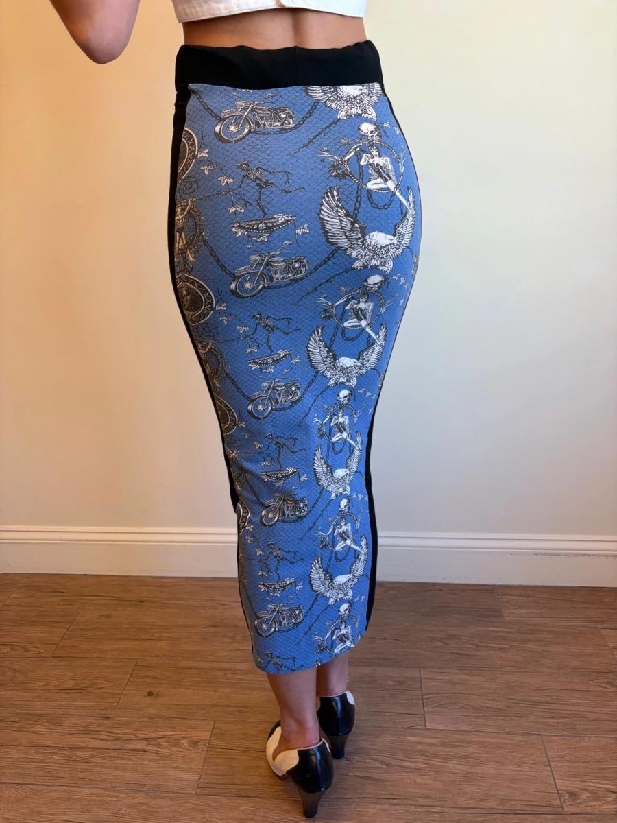 80s Junior Gaultier Biker and Pin-up Girl Hobble Skirt product image