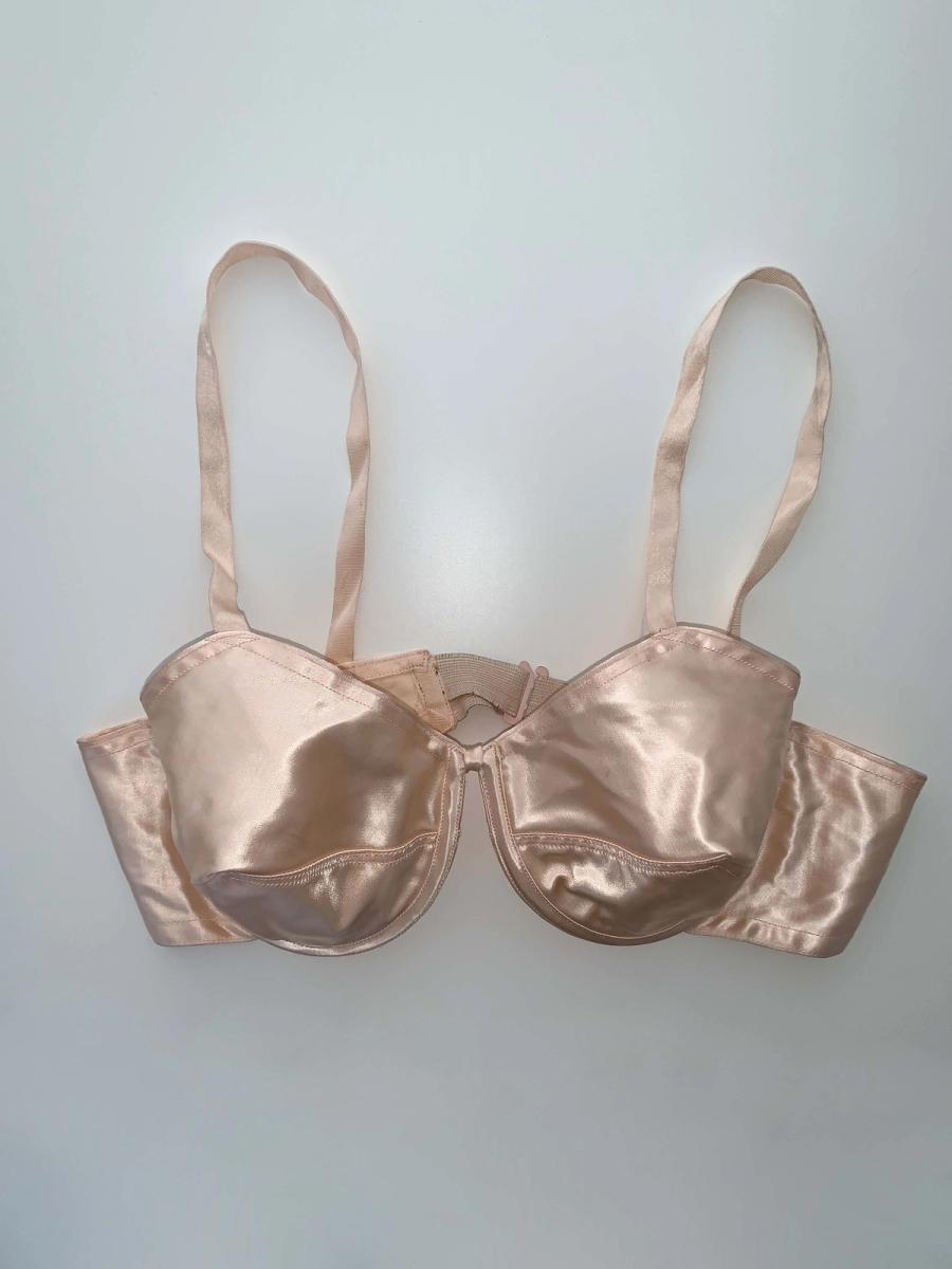 French 50s Pink Satin Bullet Bra product image