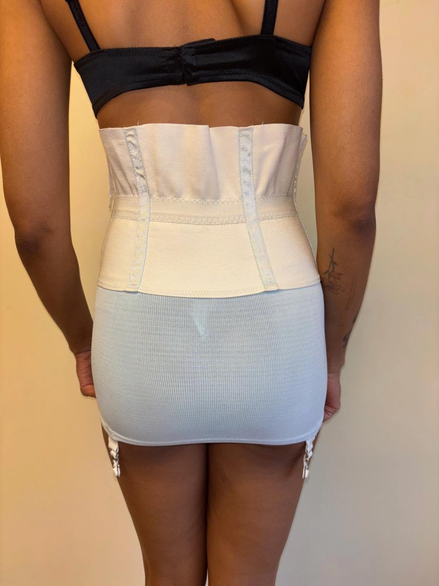 30s or 40s Rubber Baby Blue and White Waist Cincher product image