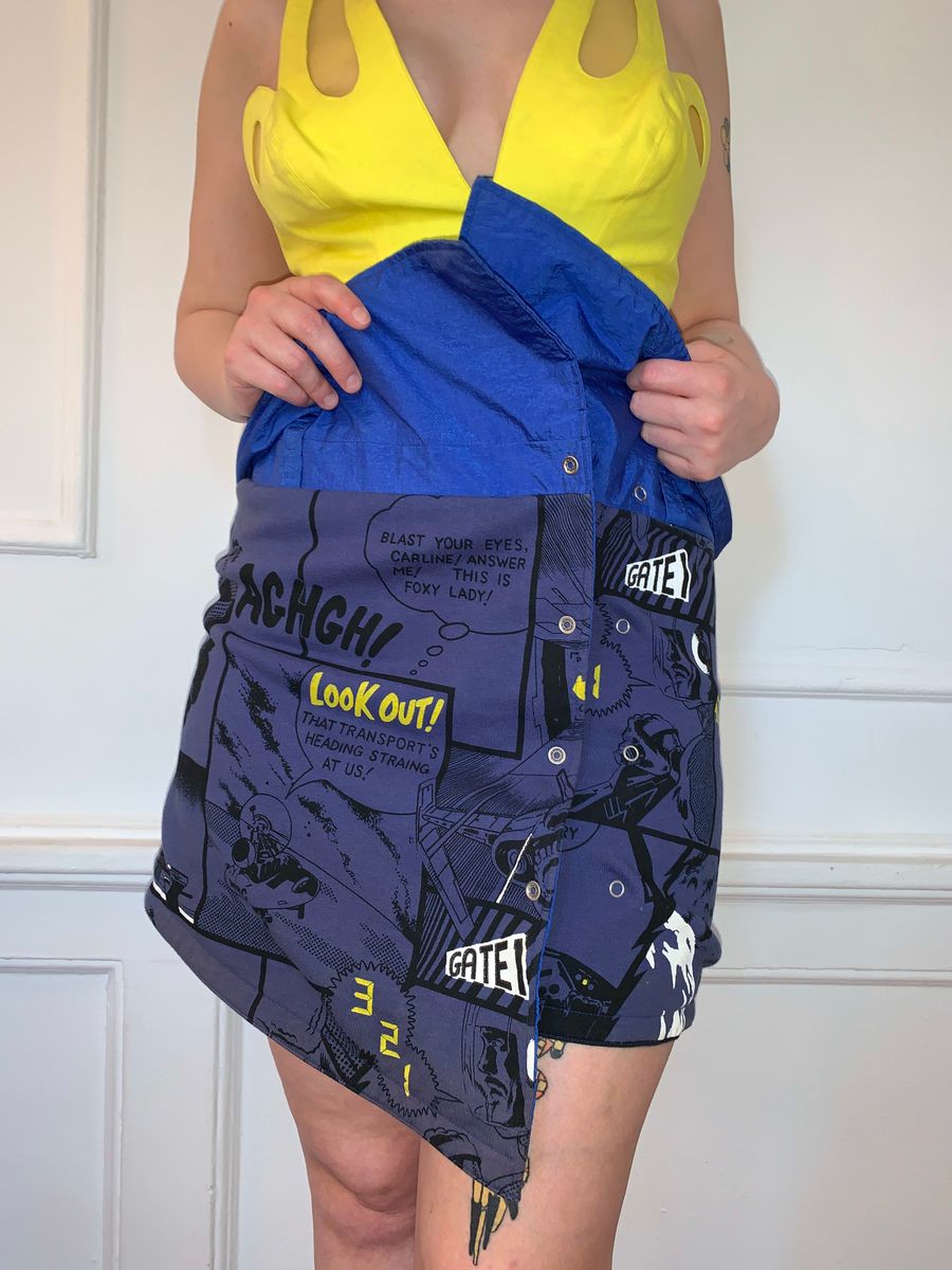 80s Kansai Yamamoto Comic Strip Wrap Skirt product image