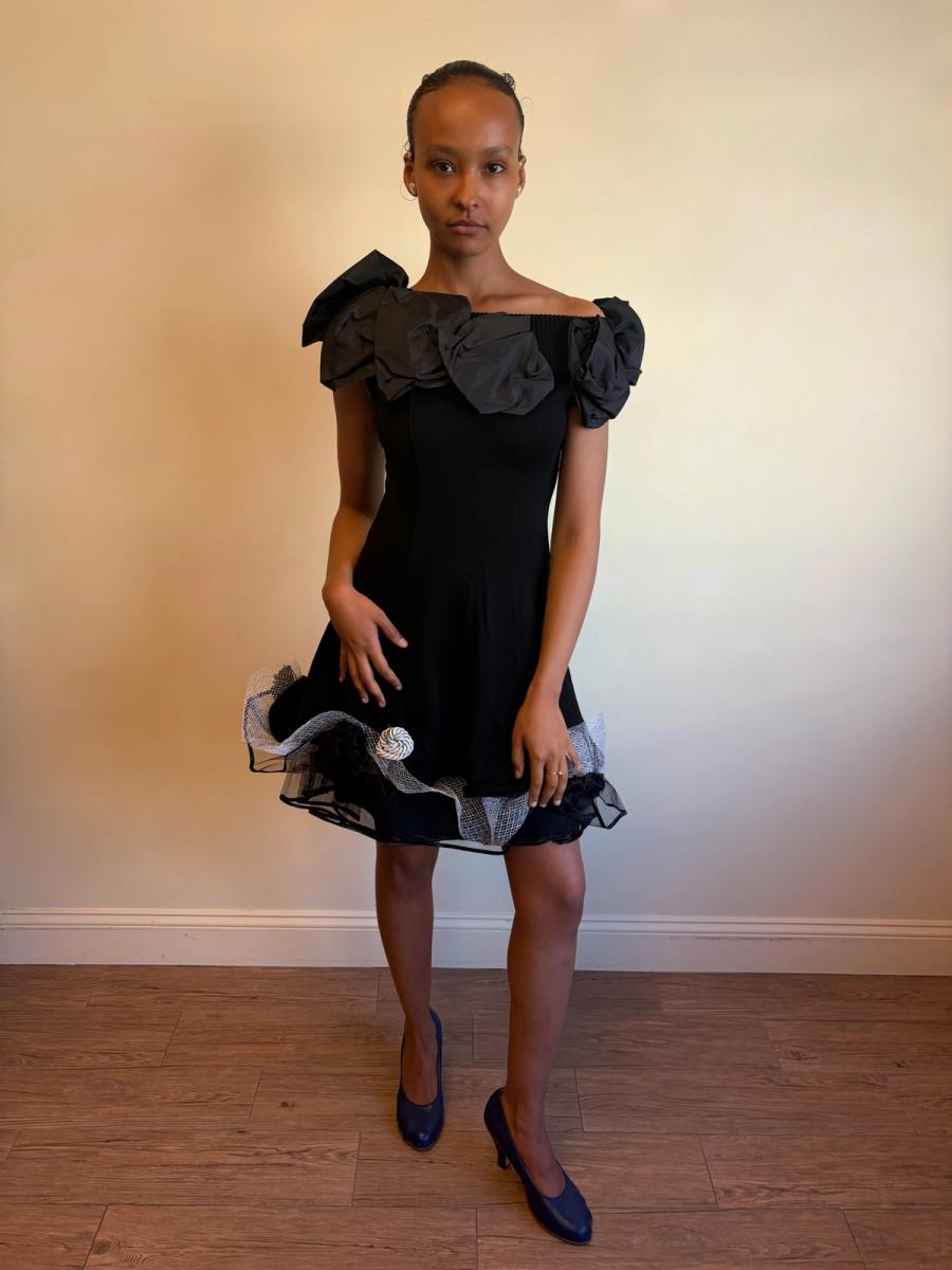 80s Atsuki Onishi Knit Dress with Crinoline and Brooches product image