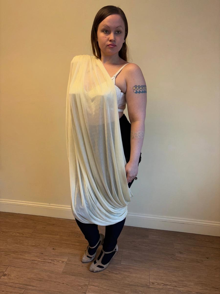 80s Norma Kamali Draped One Shoulder Dress product image