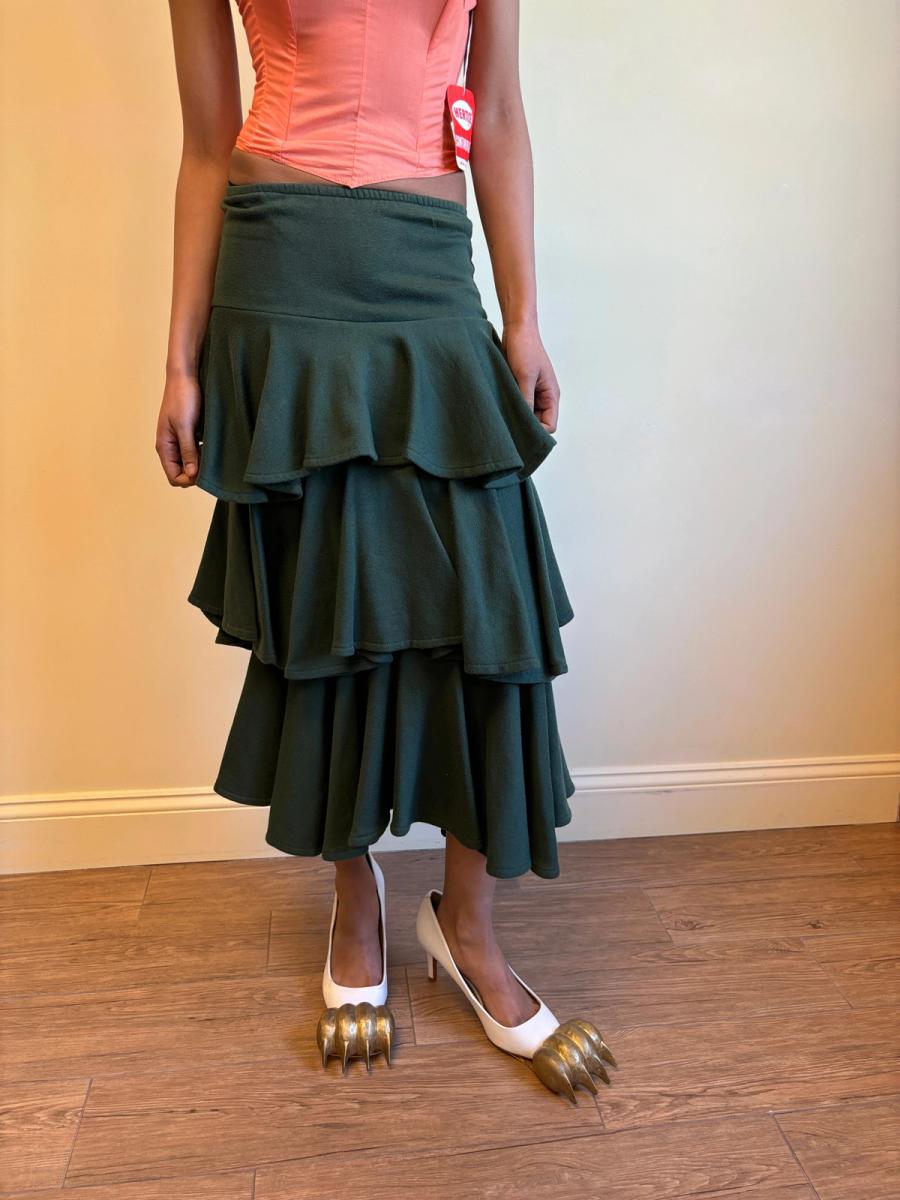 80s Norma Kamali Fleece Ruffle Skirt product image