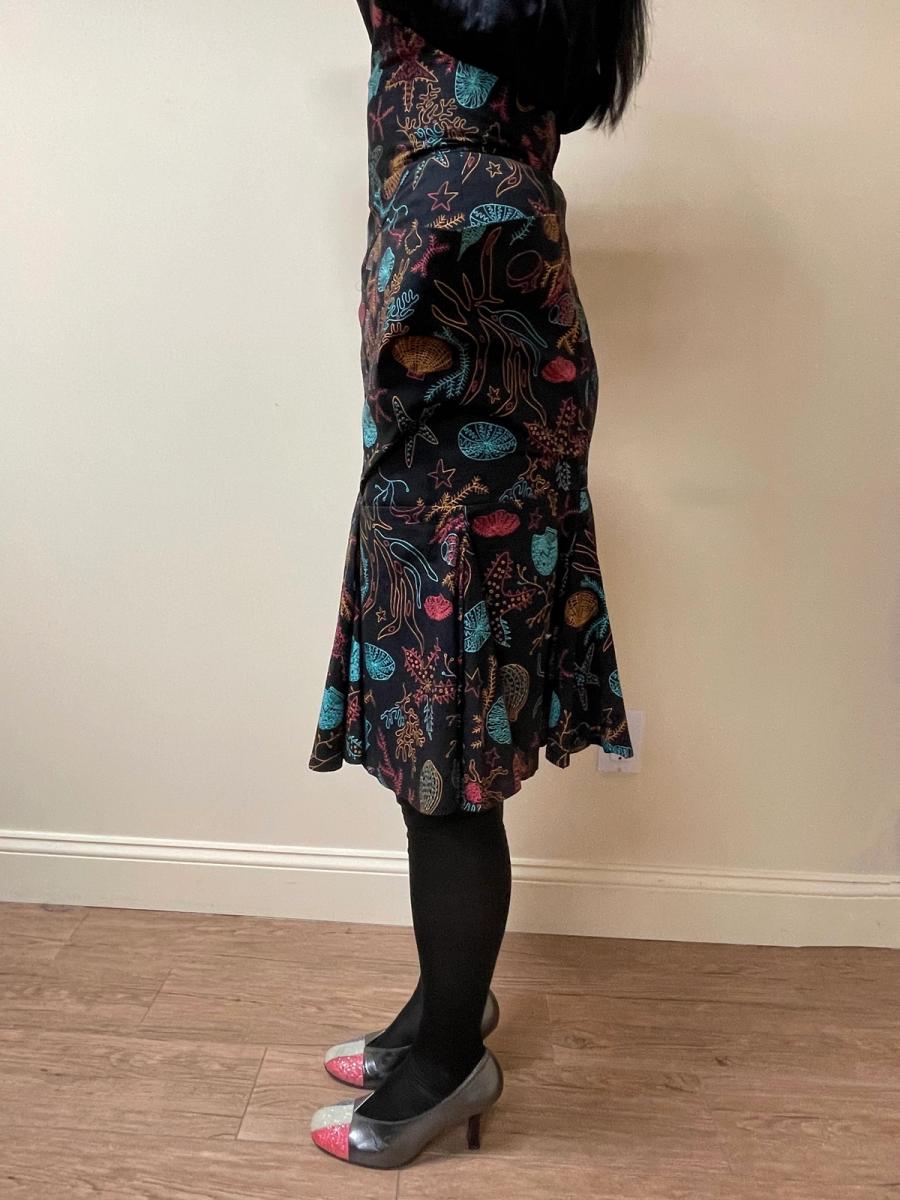 80s Norma Kamali Ultra Hi-Waist Sea Print Skirt product image