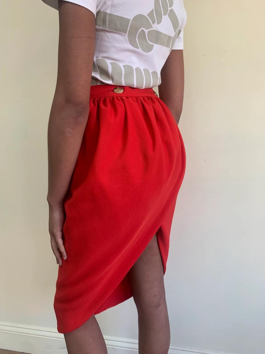 1990s Westwood Red Tulip Bustle Skirt