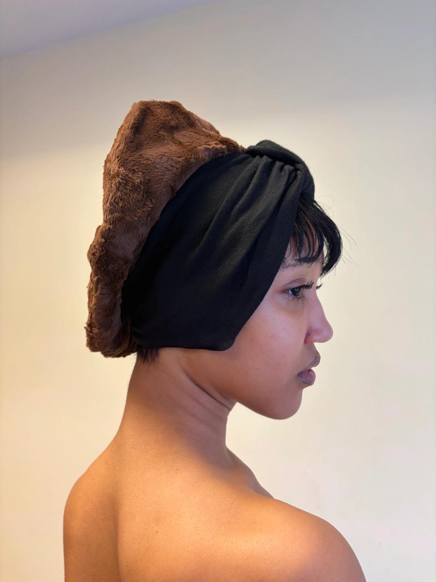 80s Norma Kamali Faux Fur Turban Hat product image
