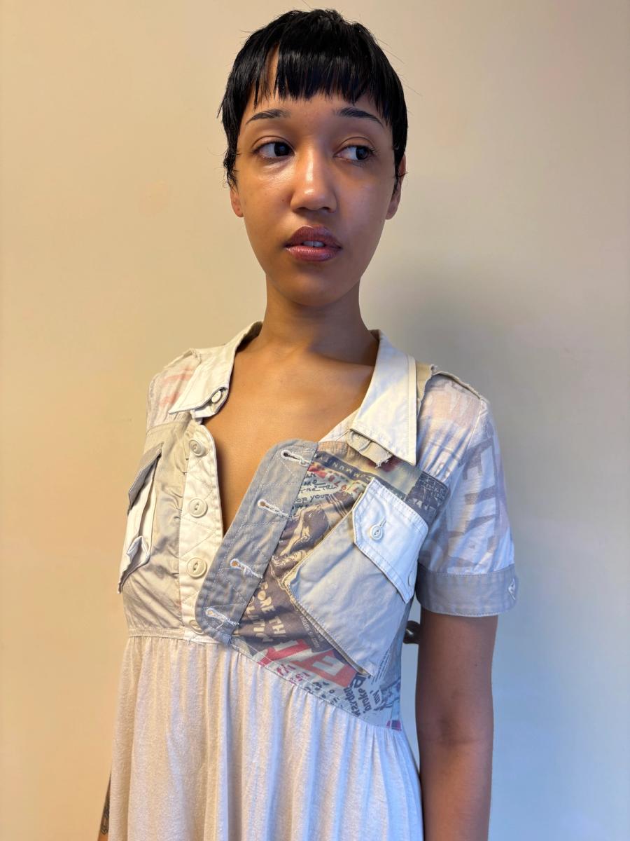 Nozomi Ishiguro Newsprint Dress with Hip Pockets product image