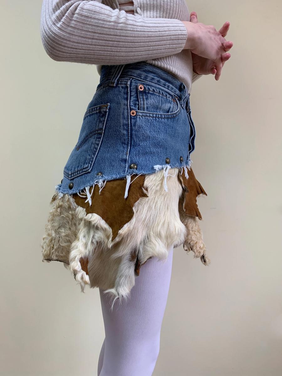 Tomoki Yurita One-of-a-kind Shearling Patchwork Skirt product image