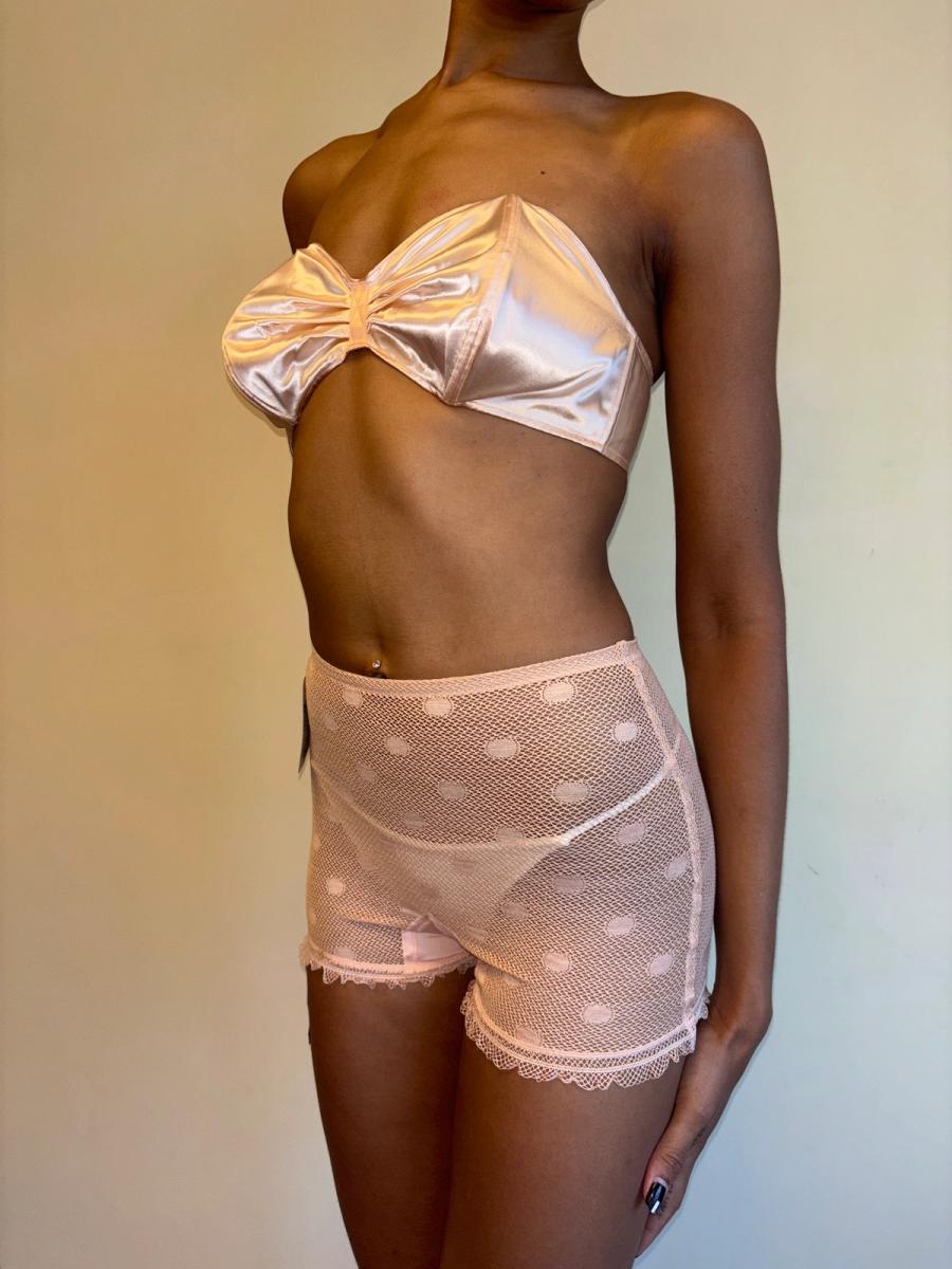40s French Pink Satin Bra product image