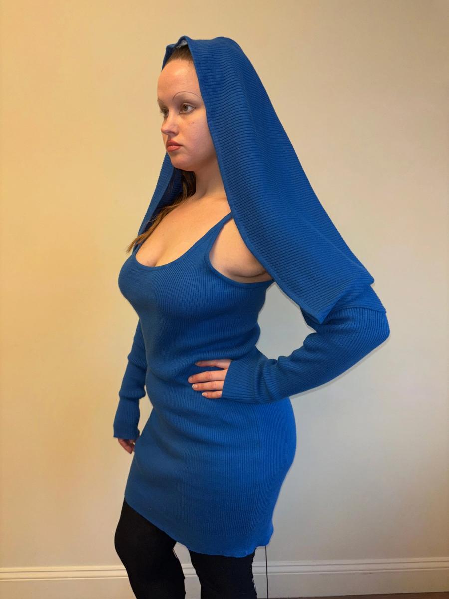 80s Angelo Tarlazzi Blue Dress with Shrug product image